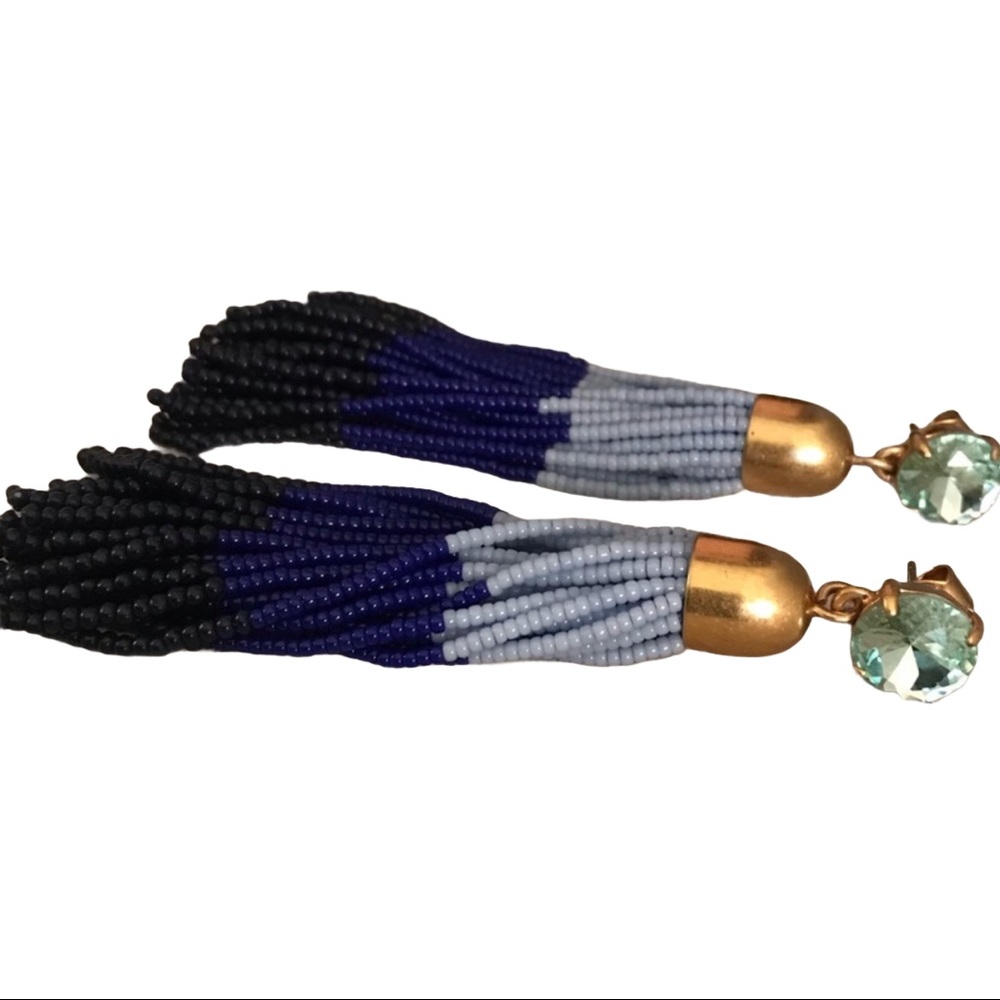J. CREW CRYSTAL BEADED FRINGE EARRINGS - Picture 3 of 7